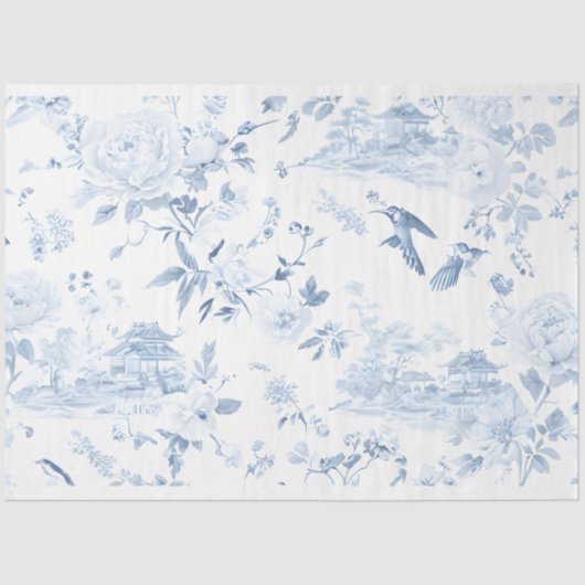 Chintz Chinoiserie Light Blue Decoupage papier. Tissuepapier (Voorkant)