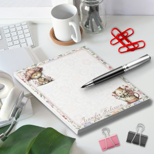 Chintz Engelse Tuin Bloem Botanische Katten Notitieblok