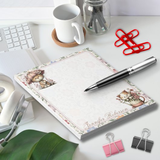 Chintz Engelse Tuin Bloem Botanische Katten Notitieblok