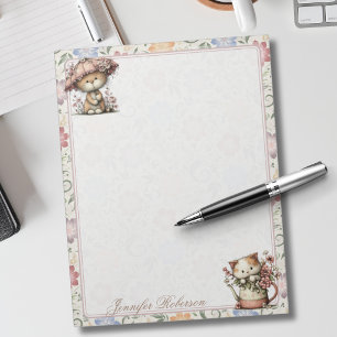 Chintz Engelse Tuin Bloemrijke Botanische Katten Notitieblok