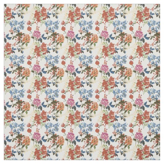  Chintz Floral Pattern Red Blue Pink Flower Stof (Swatch)