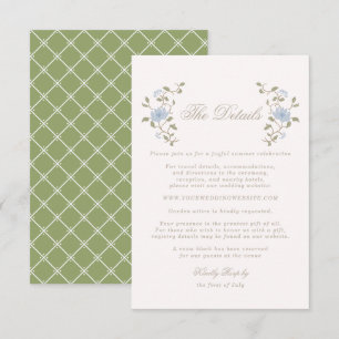 Chintz Lotus Sage Blauwe Huwelijksdetails Kaart