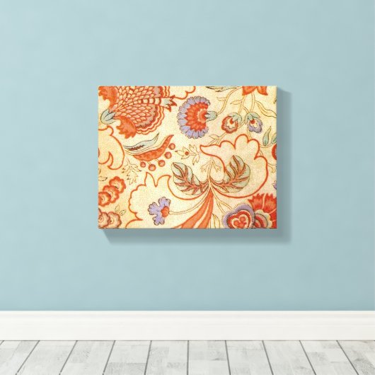Chintz Paisley Antiek Floral Pattern Canvas Afdruk (Insitu (Houten vloer))