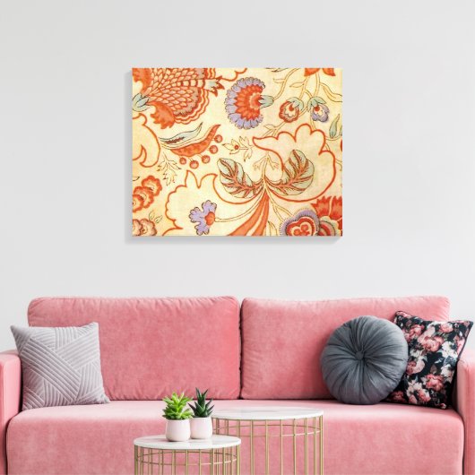 Chintz Paisley Antiek Floral Pattern Canvas Afdruk (Insitu (Woonkamer))