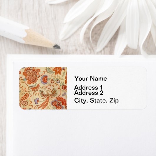 Chintz Paisley Antiek Floral Pattern Etiket (Insitu)