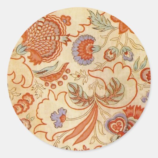 Chintz Paisley Antiek Floral Pattern Ronde Sticker (Voorkant)
