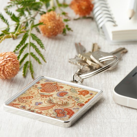 Chintz Paisley Antiek Floral Pattern Sleutelhanger (Zijkant)