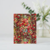 Chintz patroon rode roze gele bloemen  briefkaart (Staand voorkant)