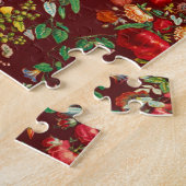 Chintz patroon rode roze gele bloemen  legpuzzel (Zijkant)