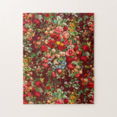 Chintz patroon rode roze gele bloemen  legpuzzel (Verticaal)