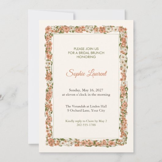 Chintz Veranda Bruidsbrunch Uitnodiging (Voorkant)