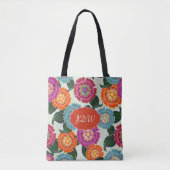 Chintz Weide Bloem Kunst Monogram Geschenk Tote Bag (Voorkant)