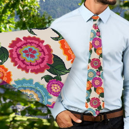 Chintz Weide Bloem Kunst Patroon Stropdas