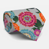Chintz Weide Bloem Kunst Patroon Stropdas (Opgerold)