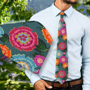 Chintz Weide Bloem Kunstpatroon Stropdas