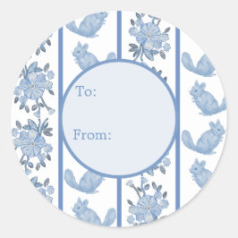 Chintzy Chinchilla Cadeausticker (Blauw) Ronde Sticker