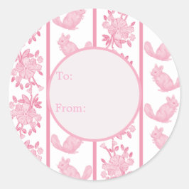 Chintzy Chinchilla Cadeausticker (Roze)  Ronde Sticker