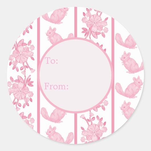 Chintzy Chinchilla Cadeausticker (Roze)  Ronde Sticker (Voorkant)