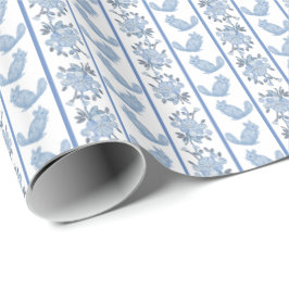 Chintzy Chinchilla Wrapping Paper (Slate Blue)  Cadeaupapier