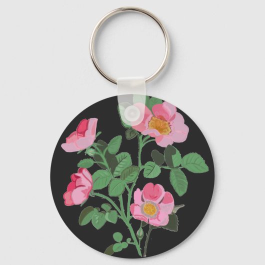 Chintzy Roze Wilde Roos Sleutelhanger (Voorkant)