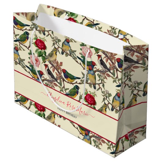  Chintzy Victoriaans Scrapbook Birds Design Groot Cadeauzakje (Achterkant Gekanteld)