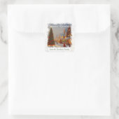 Chintzy Village kerstbomen Sasons Greetings Vierkante Sticker (Tas)