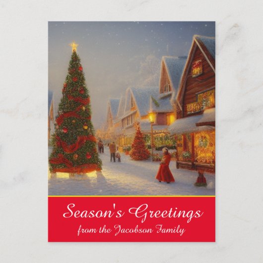 Chintzy Village kerstboom Sasons Greetings Briefkaart (Voorkant)