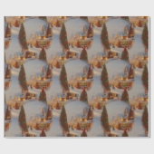 Chintzy Village KerstTree Snow Wereldbol Patroon Cadeaupapier (Vlak)