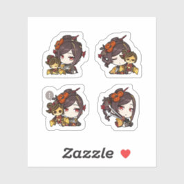 Chiori Genshin Impact 4 stickers op één vel