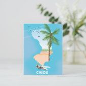 Chios Griekenland illustreerde kaart. Briefkaart (Staand voorkant)