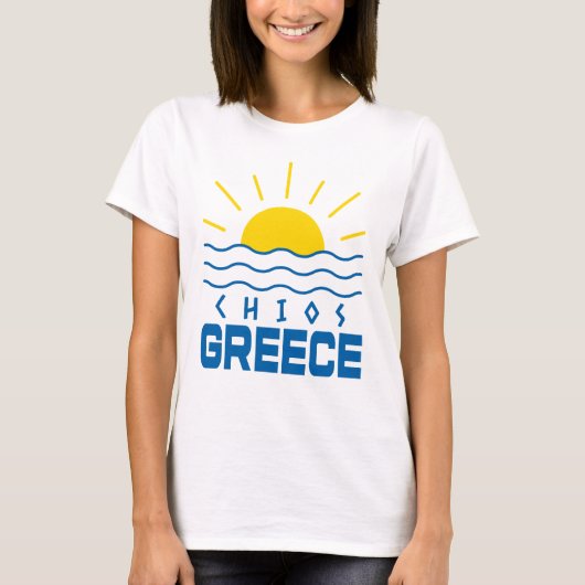 Chios Griekenland zon en Zee golven vrouwen T-shirt (Voorkant)