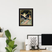 Chiostri Art Deco "Girl & Peacock" Print (Thuiskantoor)