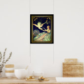 Chiostri Art Deco "Girl & Peacock" Print (Keuken)