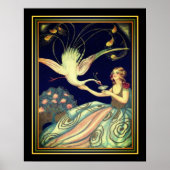 Chiostri Art Deco "Girl & Peacock" Print (Voorkant)
