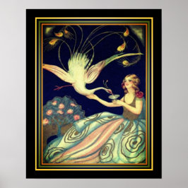 Chiostri Art Deco "Girl & Peacock" Print