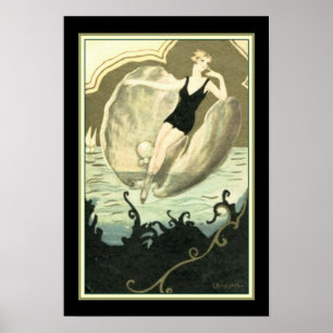 Chiostri Deco "Swimmer in a Clam Shell" 13x19 Poster