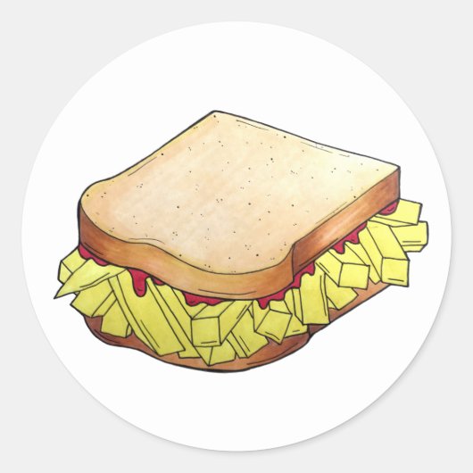 Chip Butty UK British English Food Sandwich Ronde Sticker (Voorkant)