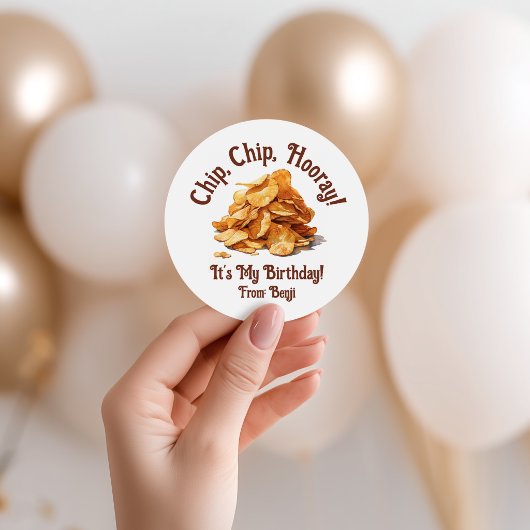 Chip, Chip, Hoera! Aardappelchips, het is mijn ver Ronde Sticker
