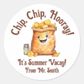 Chip, Chip, Hoera! Aardappelchips, zomervakantie Ronde Sticker (Voorkant)