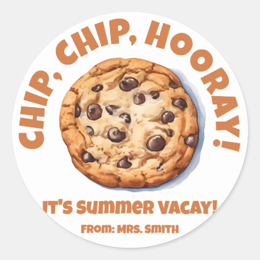 Chip, Chip, Hoera! Chocolade Chip Cookie Ronde Sticker (Voorkant)