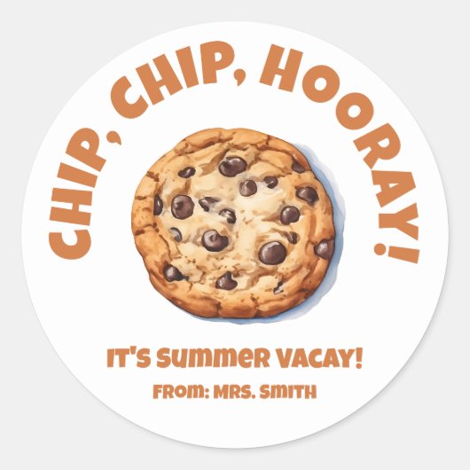 Chip, Chip, Hoera! Chocolade Chip Koekje Ronde Sticker (Voorkant)