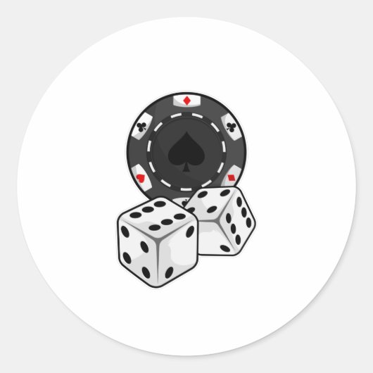 Chip & Dice voor Poker Ronde Sticker (Voorkant)