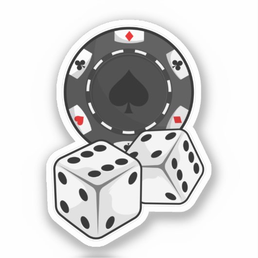 Chip & Dice voor Poker Sticker (Voorkant)