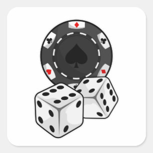 Chip & Dice voor Poker Vierkante Sticker