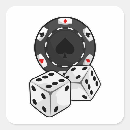 Chip & Dice voor Poker Vierkante Sticker (Voorkant)