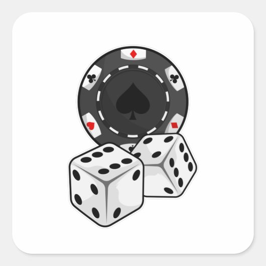 Chip & Dice voor Poker Vierkante Sticker (Voorkant)