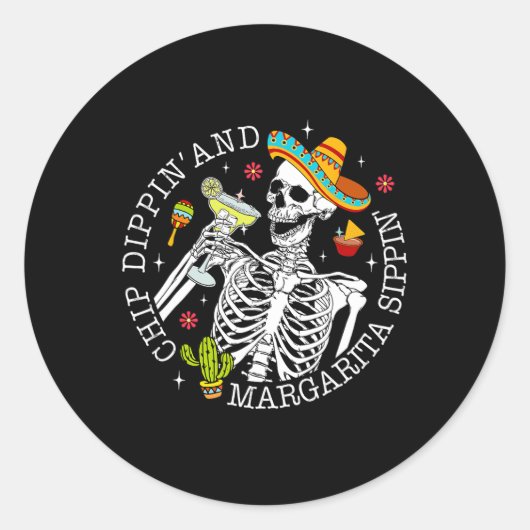 Chip Dippin en Margarita Sippin Cinco de Mayo Dri Ronde Sticker (Voorkant)