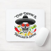 Chip Dippin Margarita Sippin Funny Skull Skeleton Muismat (Met muis)