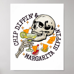 Chip Dippin Margarita Sippin Grappig Skelet Cinco Poster