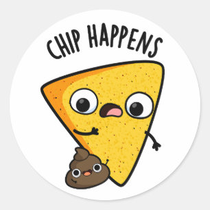 Chip gebeurt grappig poep puns ronde sticker